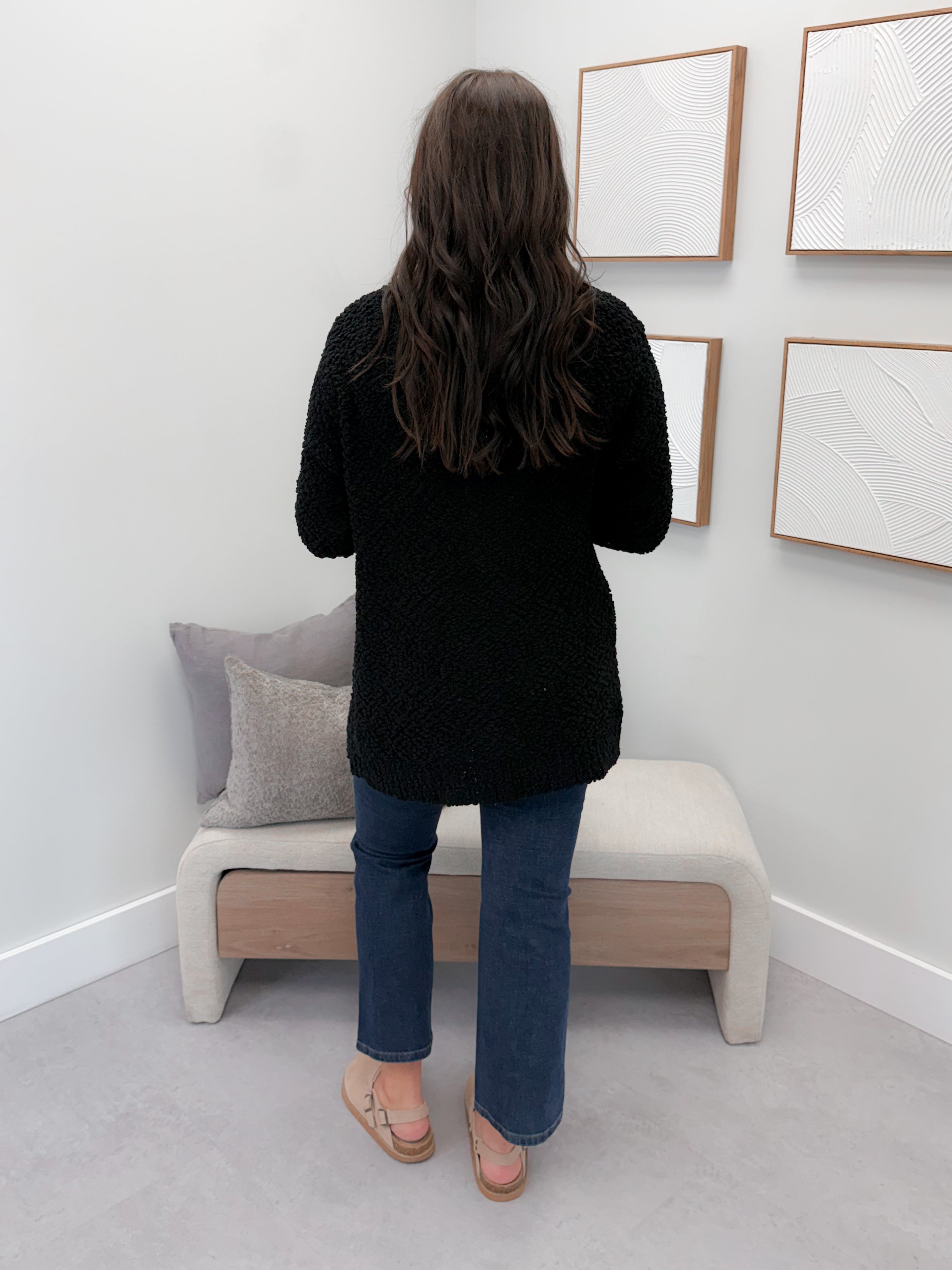 Piper Popcorn Cardigan in Black