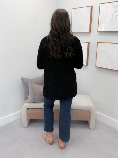 Piper Popcorn Cardigan in Black