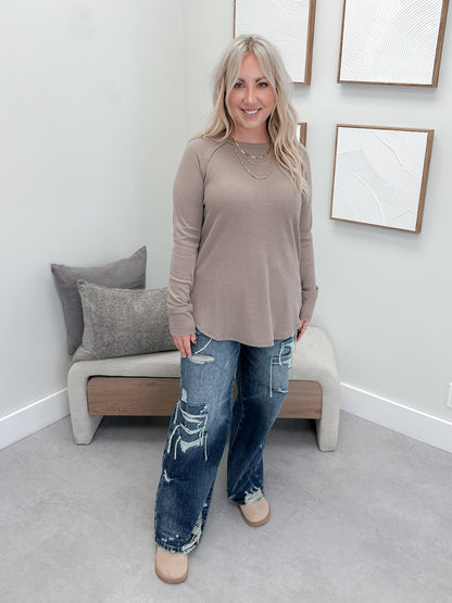 Emory Waffle Long Sleeve in Cocoa