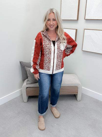 Patch Me Pretty Bomber Jacket in Red Velvet by Ampersand Avenue