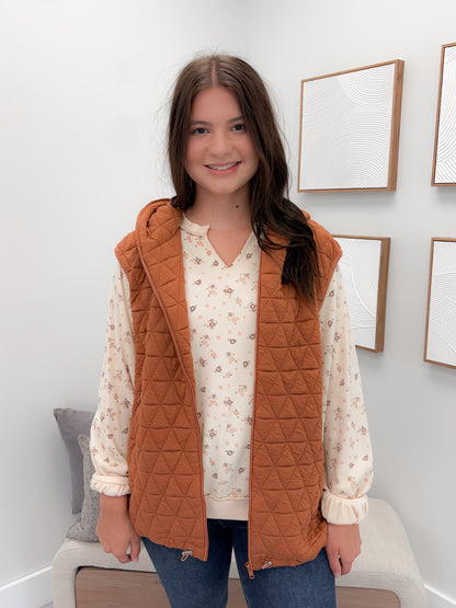 Stowe Quilted Vest in Rust