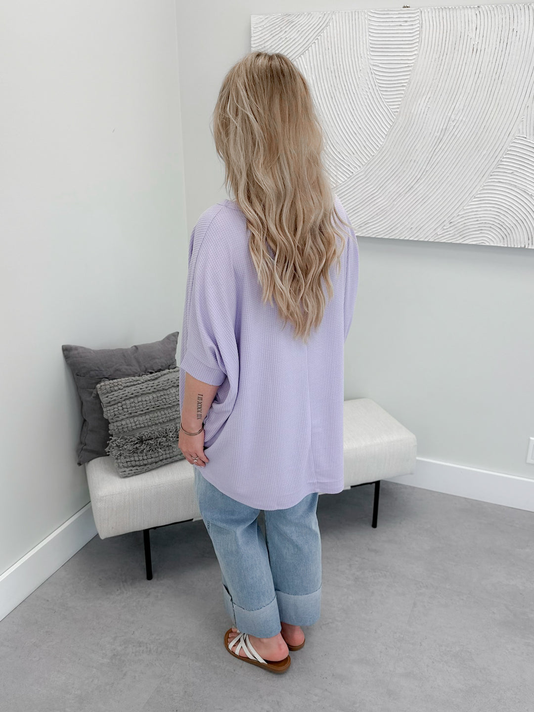 Franny Waffle Top in Lilac