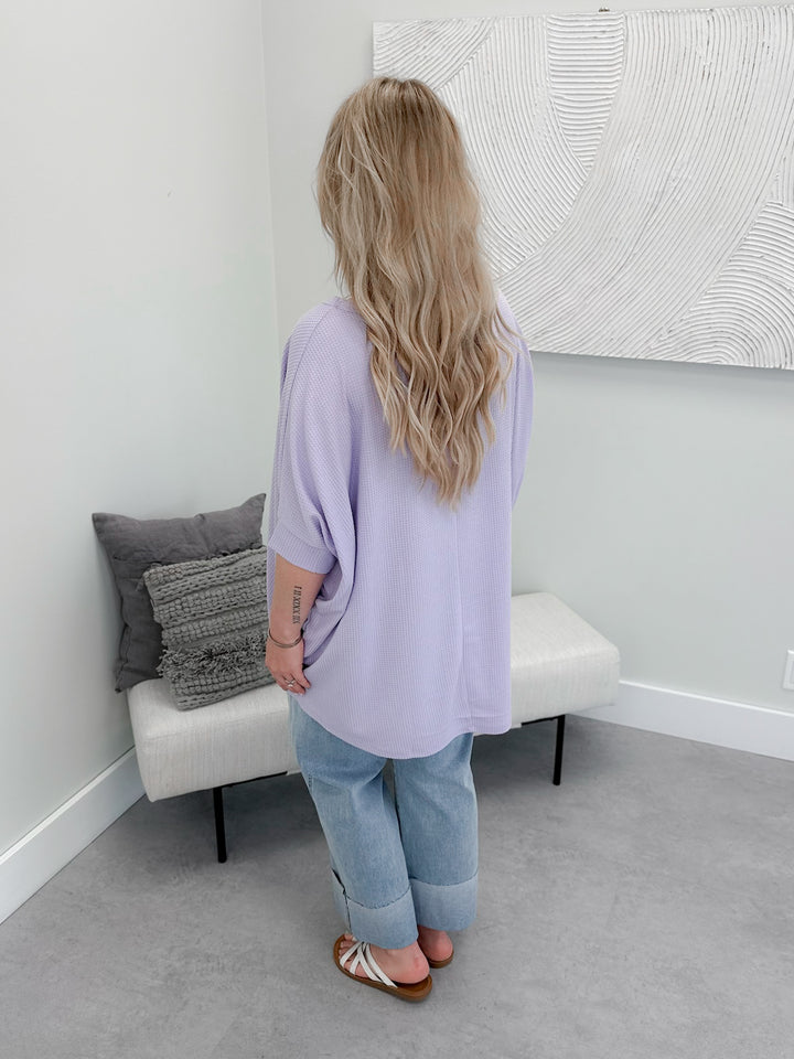 Franny Waffle Top in Lilac