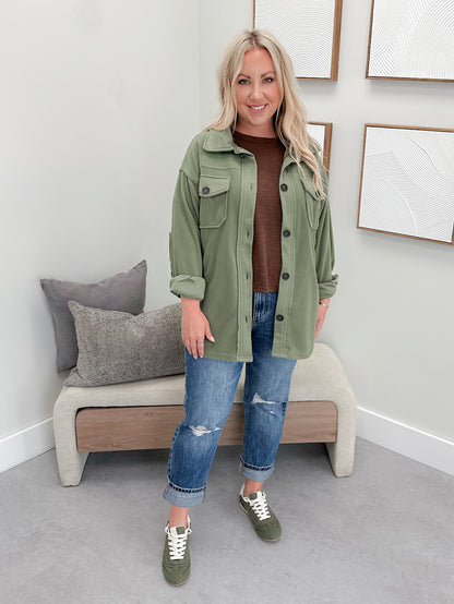 Vesta Shacket in Olive