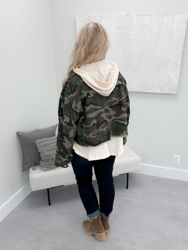 Out of Sight Denim Jacket in Olive by Pol