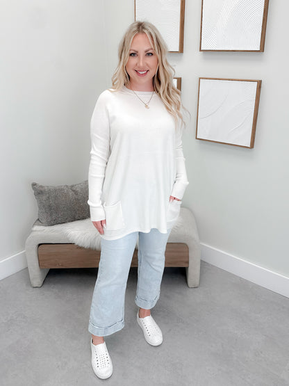 229 Pocket Sweater in  White by Twenty Nine The Label