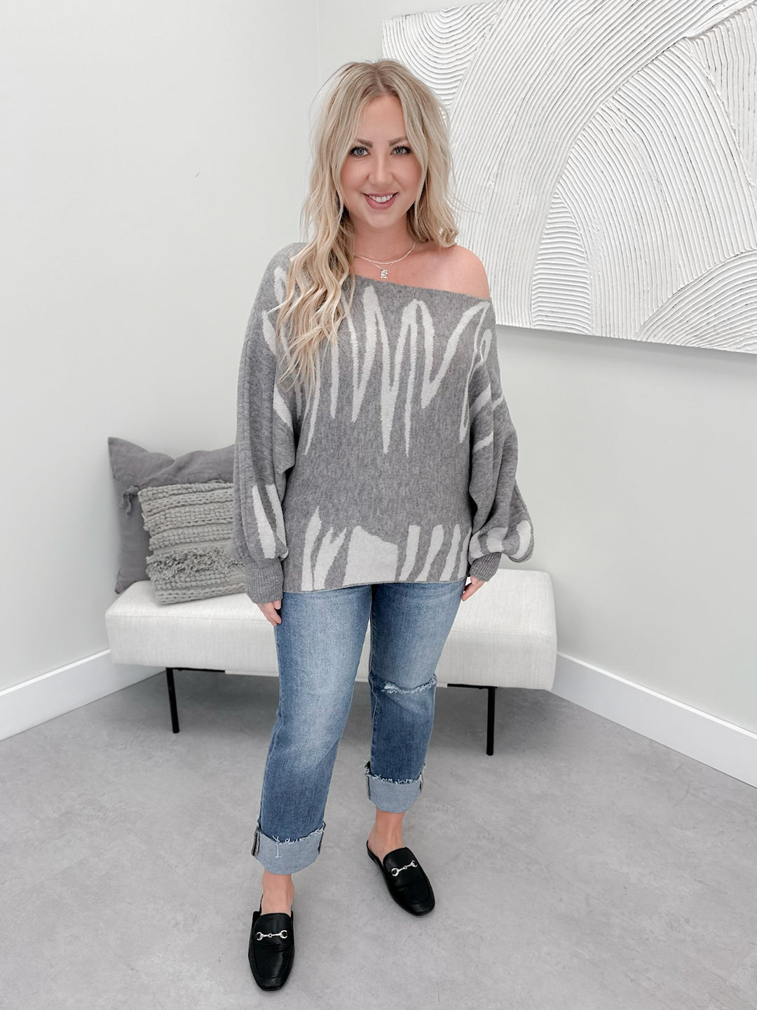 Briar One shoulder Sweater in Grey