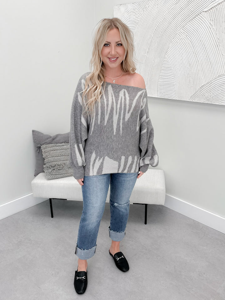 Briar One shoulder Sweater in Grey