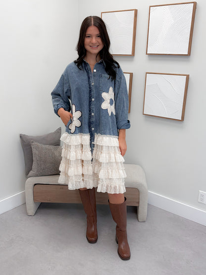 Memphis Frilled Denim Dress