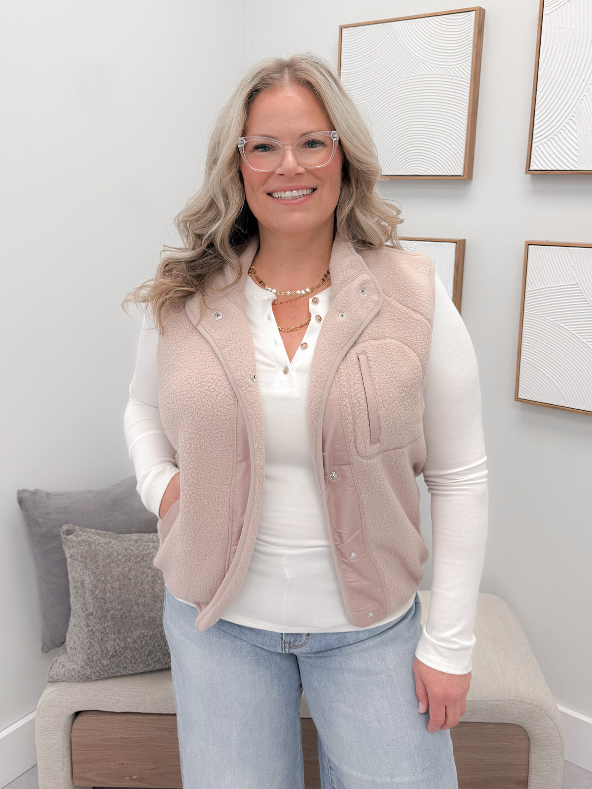 Blairmore Fleece Vest in Blush