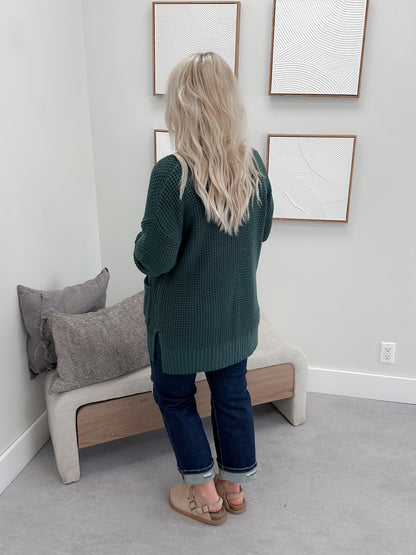 Wanda Waffle Cardi in Ash Jade