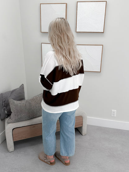 Cooper Pullover in Striped Chocolate