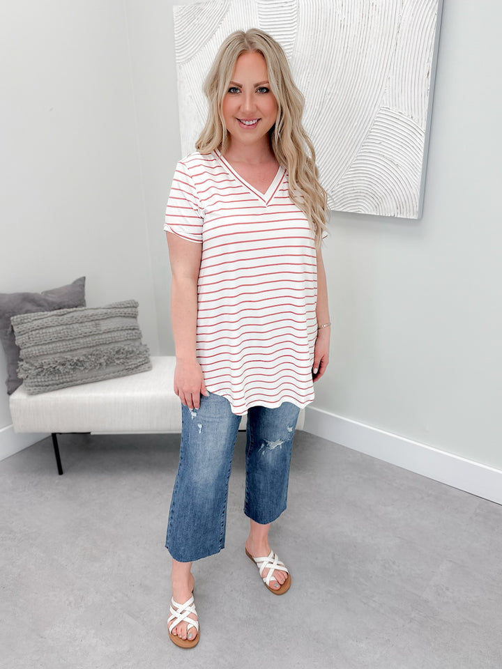 Buttery Basic Tee in Mauve/Ivory