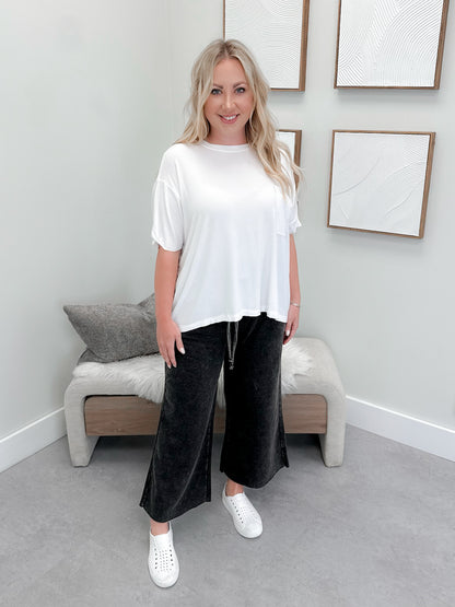 Kiana Ribbed Tee in Cloud