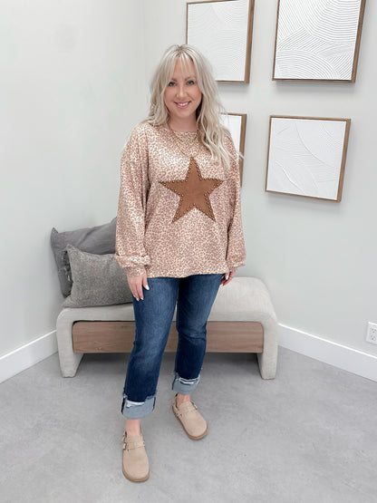 Star of the Show Long Sleeve in Leopard Taupe