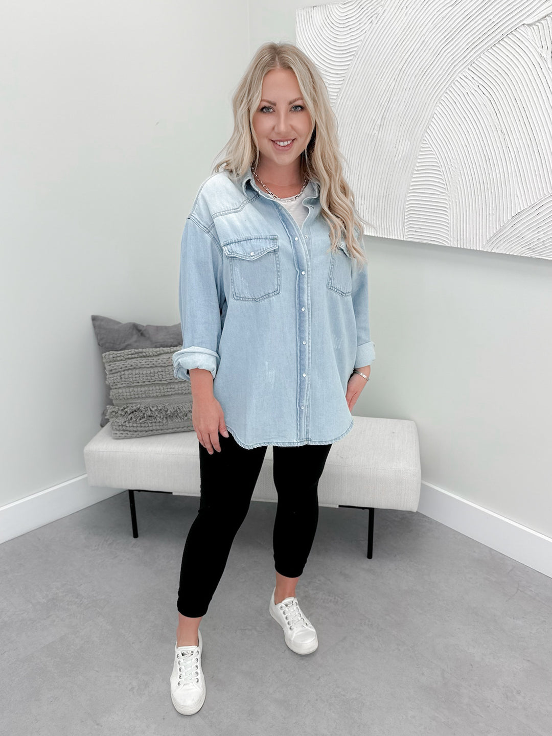 Kimberly Denim Shacket in Light Wash
