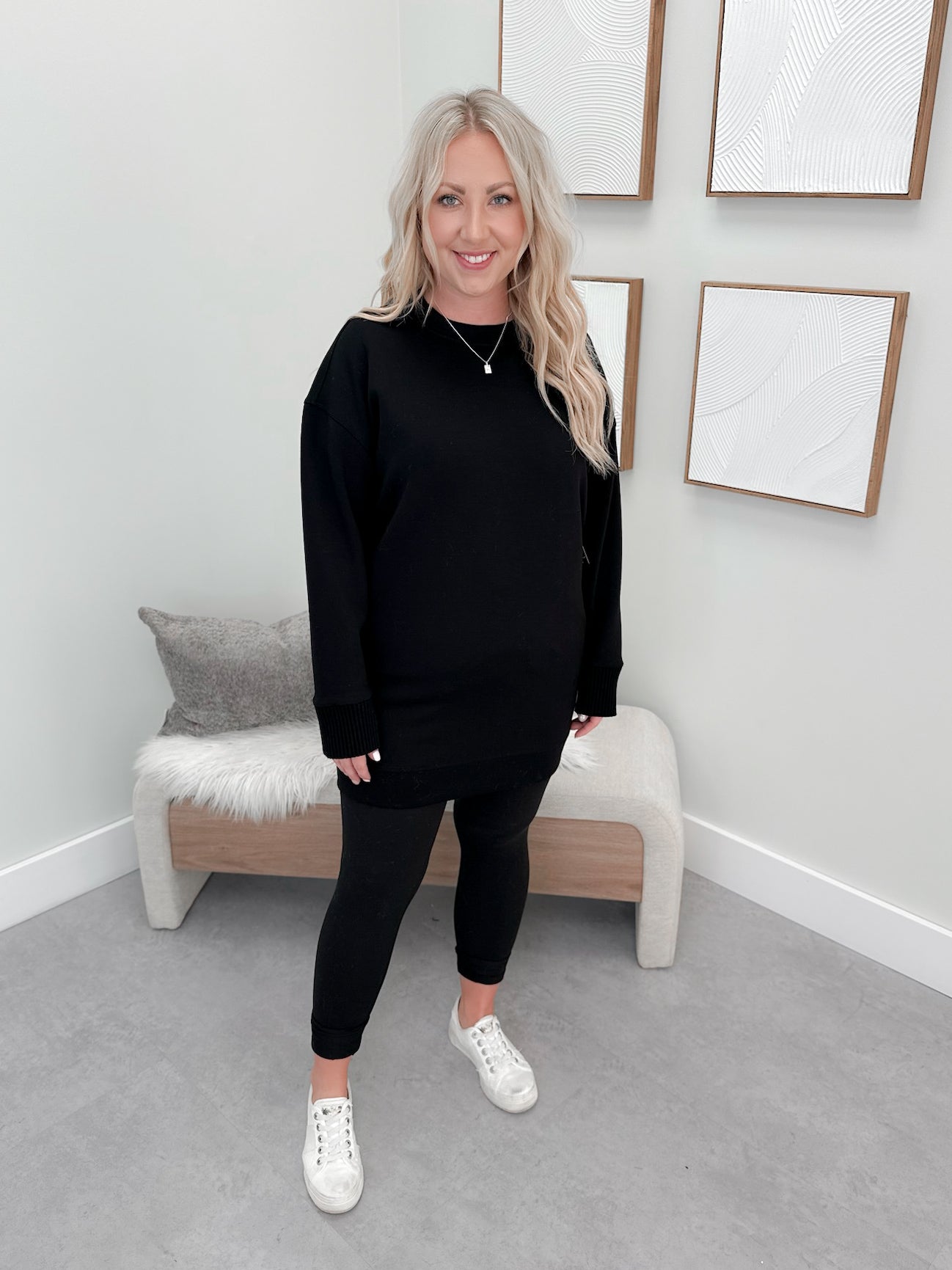 Brooke Pullover Dress in Black