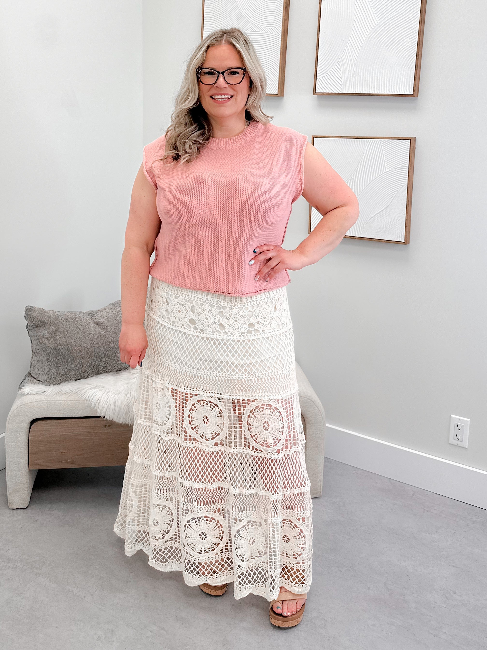 Myrtle Crochet Skirt in Natural