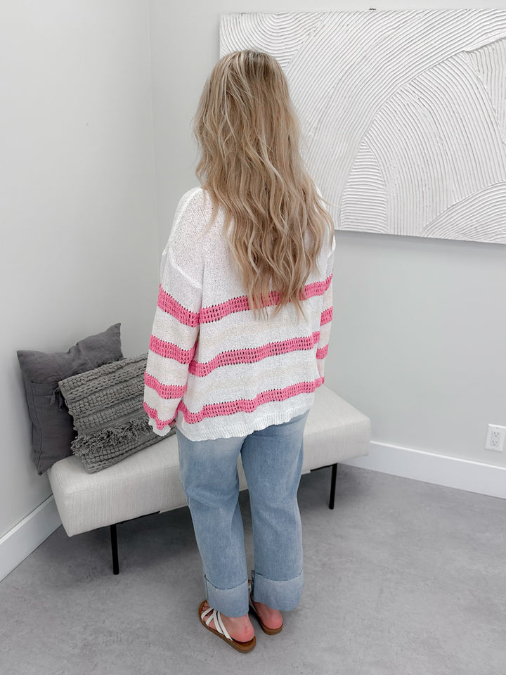 Cricket Sweater in Pink Stripe by Pol