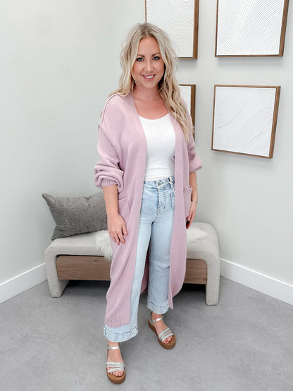 Brielle Long Cardigan in Lavender