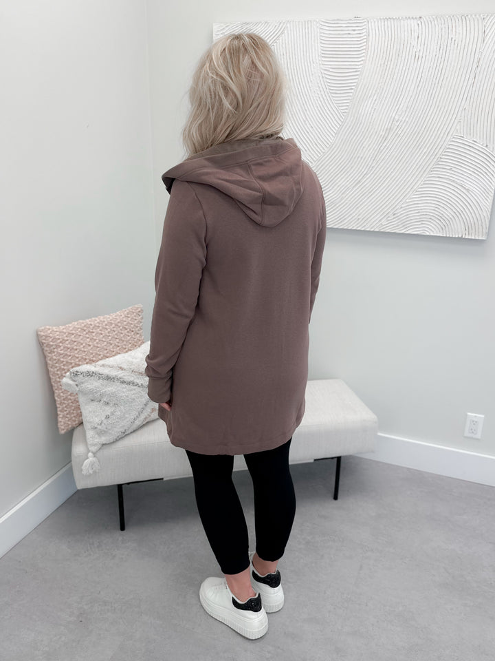 Manhattan Hooded Long Cardi in Mocha