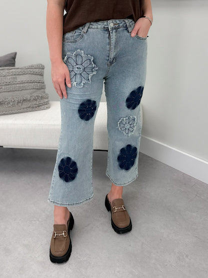 Calliope Daisy Wide Leg Crop Jeans