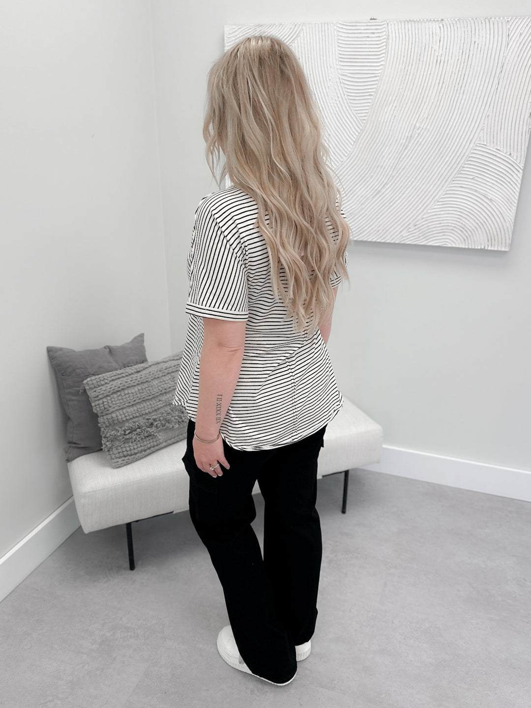 Bernie Striped Tee in Black