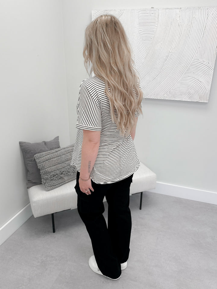 Bernie Striped Tee in Black