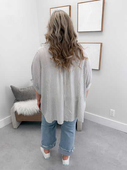 Addy Curvy Top in Charcoal Stripe