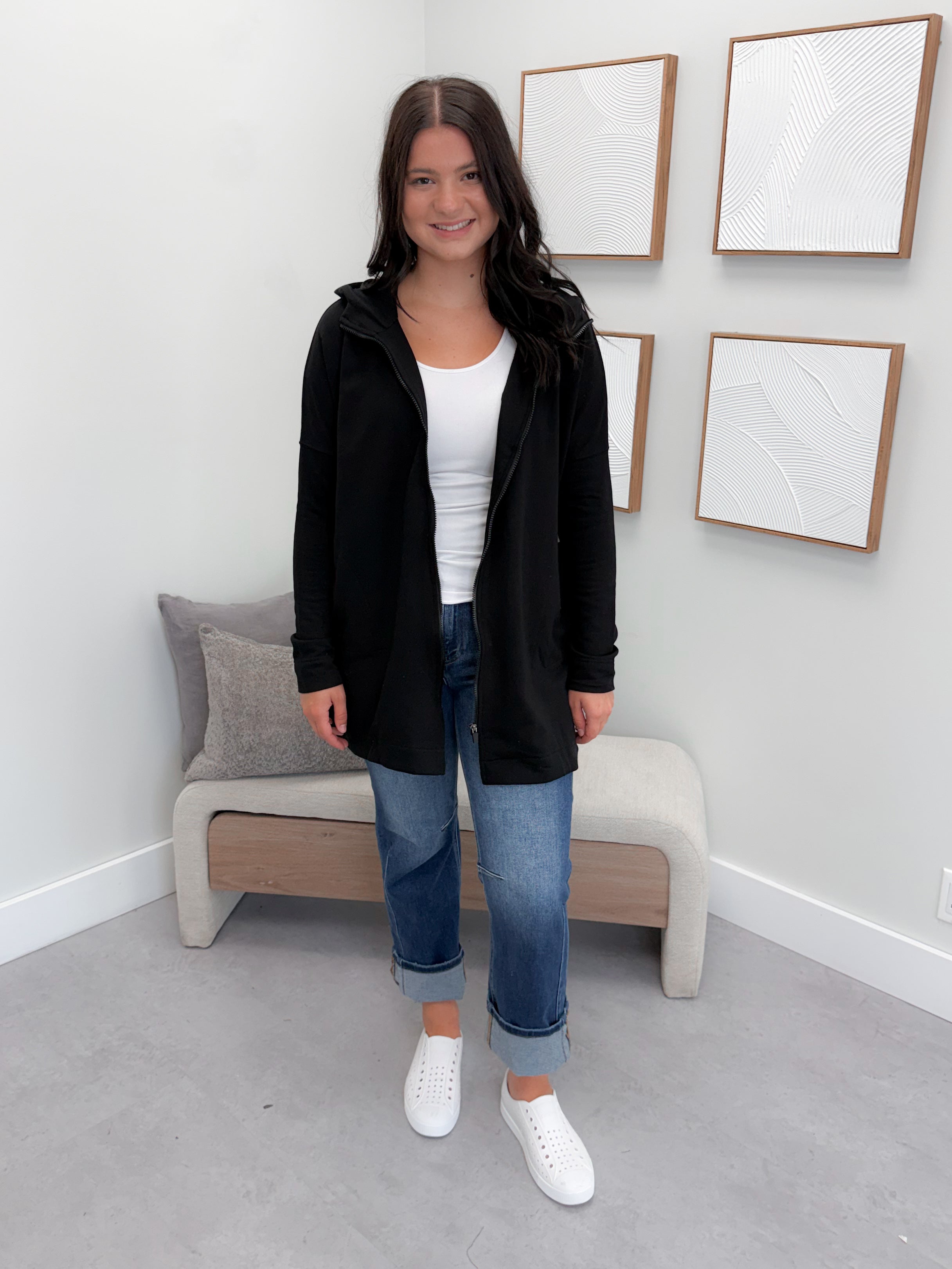 221 Full Zip Hoodie in Black