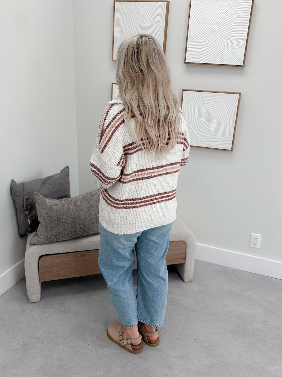 Nessie Sweater in Mauve Stripe