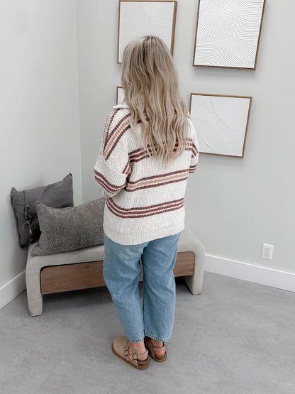Nessie Sweater in Mauve Stripe