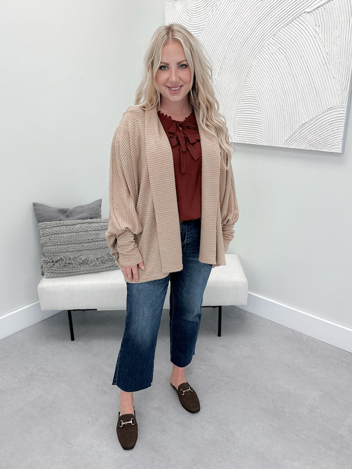 Alyssa Waffle Cocoon Cardi in Mocha