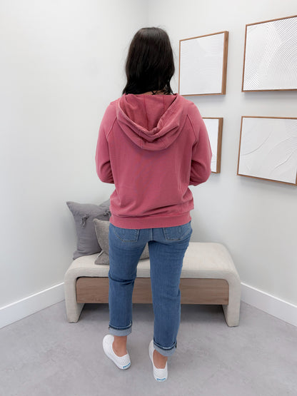 Ryker Half Zip Hoodie in Vintage Wash Berry