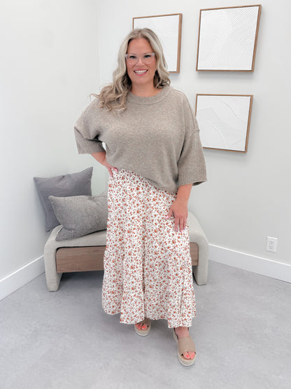 Kendra Floral Skirt in Cream
