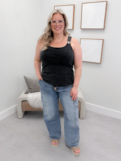 Bronwyn Buckle Tank in Acid Black