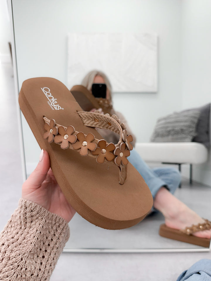 No Running Sandal in Caramel by Corkys