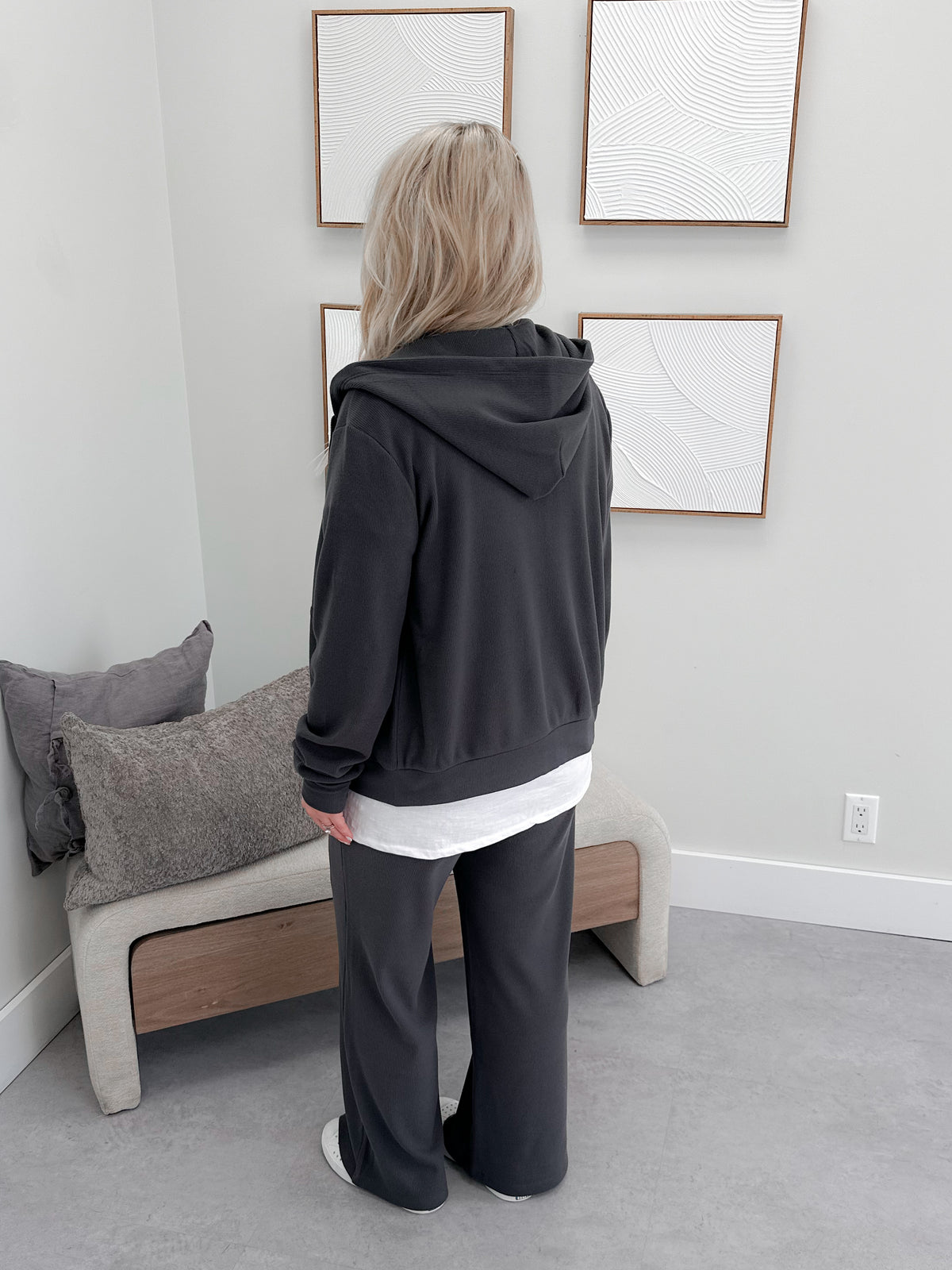 Jaynie Zip Hoodie in Coal