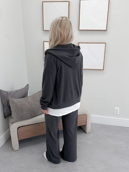 Jaynie Zip Hoodie in Coal