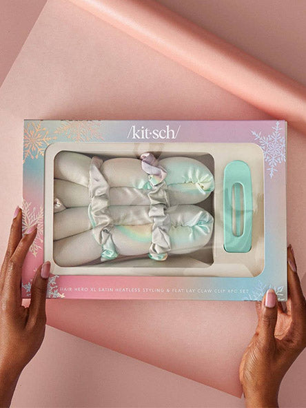 Holiday XL Satin Heatless Styling & Flat Lay Claw Set by Kitsch