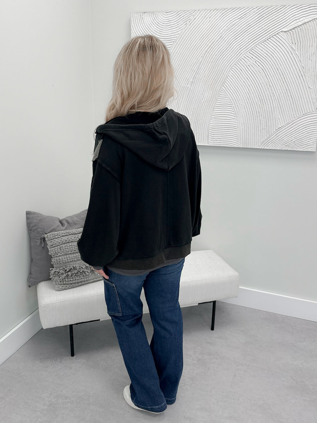 Jazz Hoodie in Riveted Washed Black by Pol