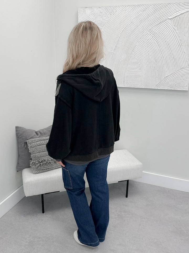 Jazz Hoodie in Riveted Washed Black by Pol
