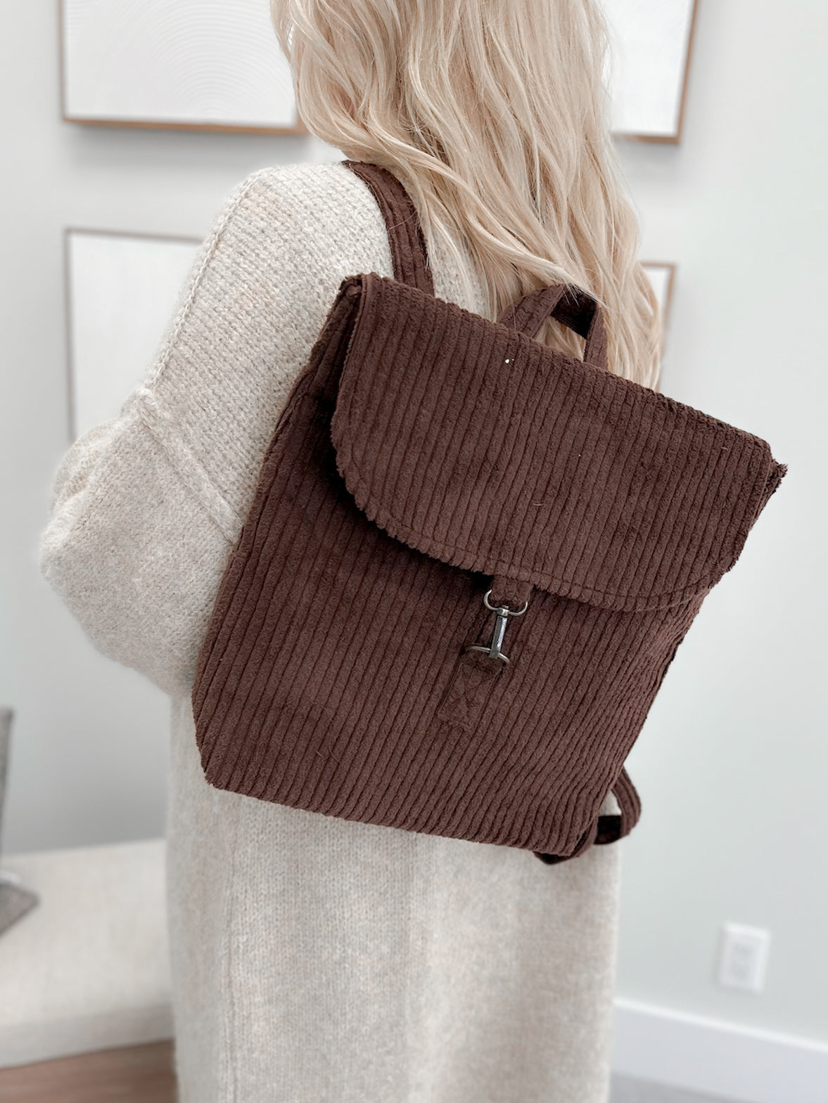 Corduroy Backpack in Chocolate