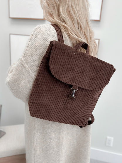 Corduroy Backpack in Chocolate