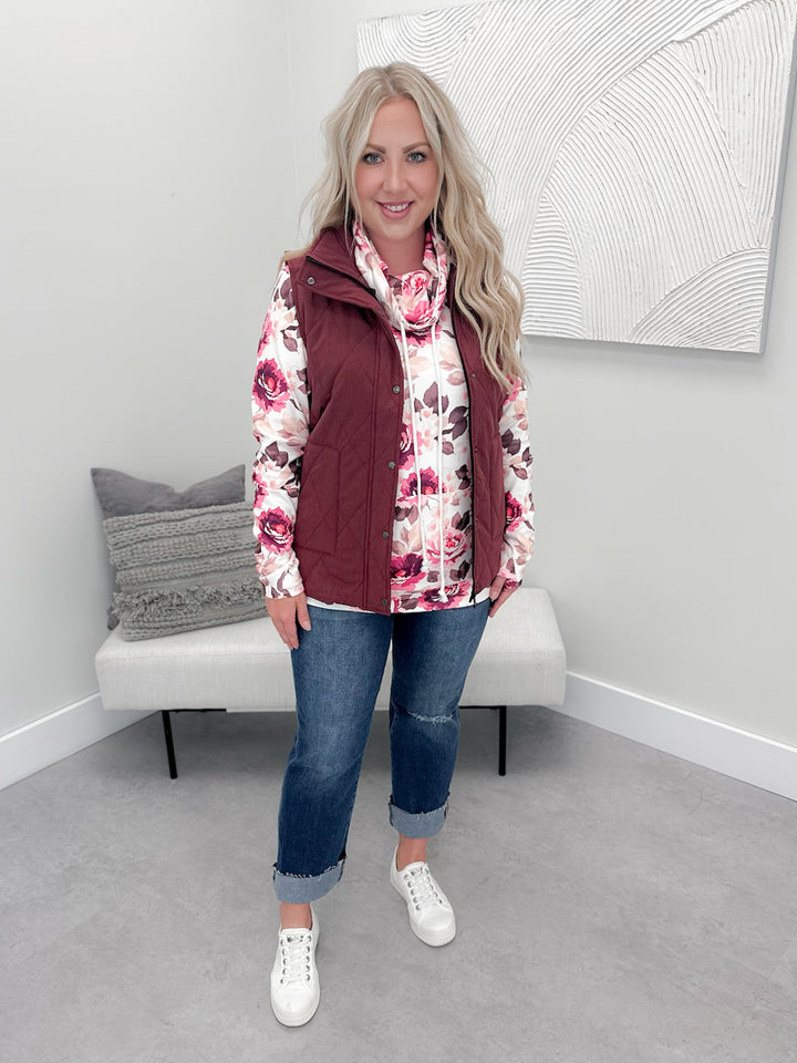Fallon Vest in Burgundy