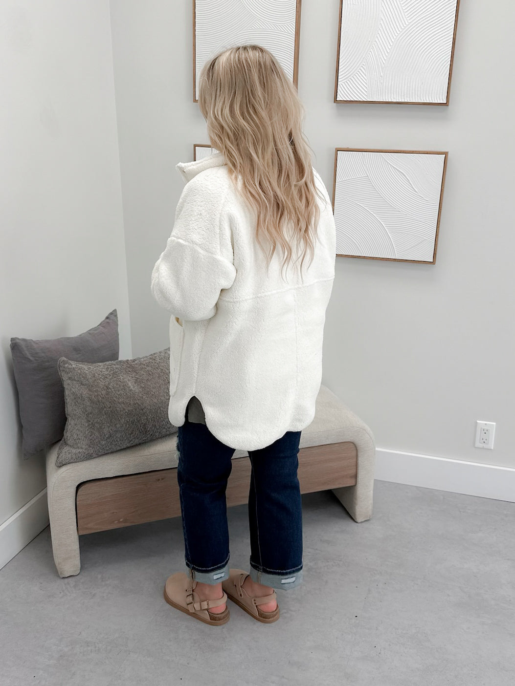 Aspen Teddy Sherpa Jacket in Cream