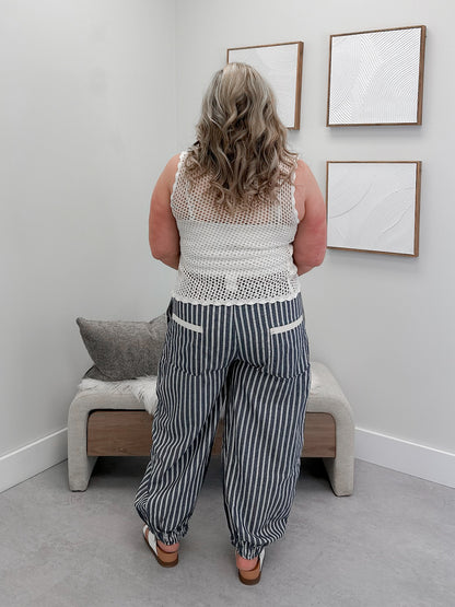 Connie Striped Pants in Chambray