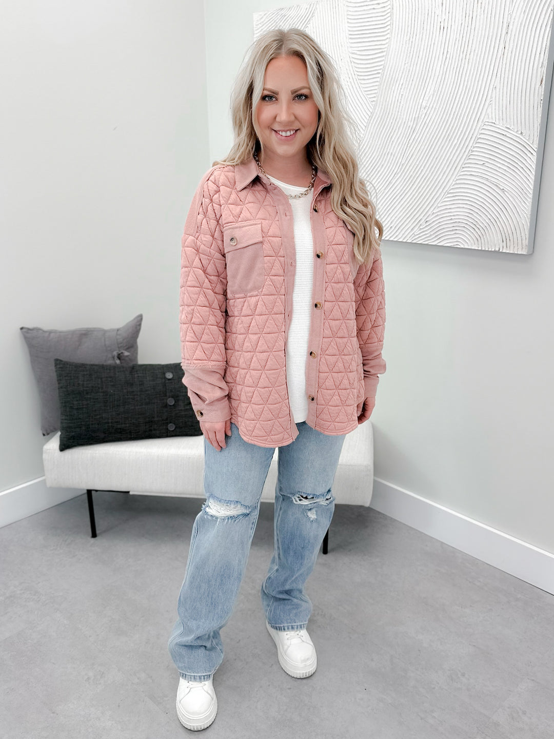 Quinny Shacket in Blush