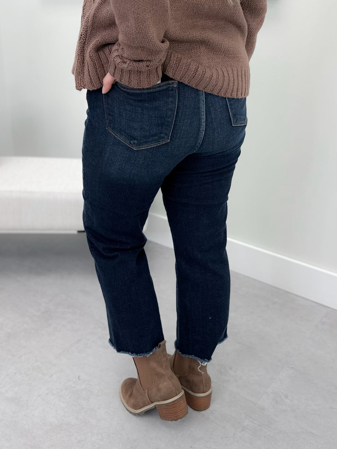 Jupiter Cropped Jeans in Dark Wash by Judy Blue