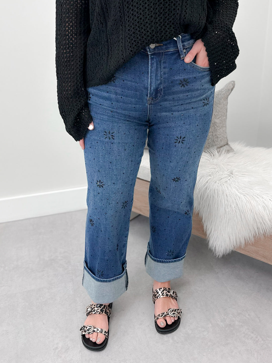 Ebony Embellished High Rise Jeans by Risen
